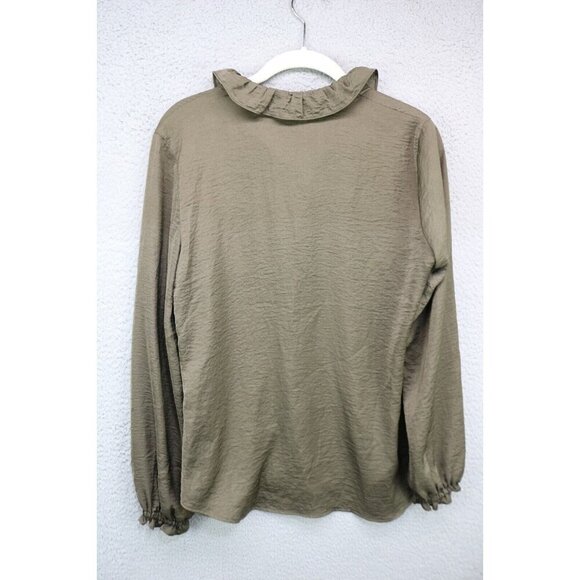 Cabi Long Sleeve Button-Up Ruffle Blouse-Small-Silky-Business-Office - Picture 9 of 11